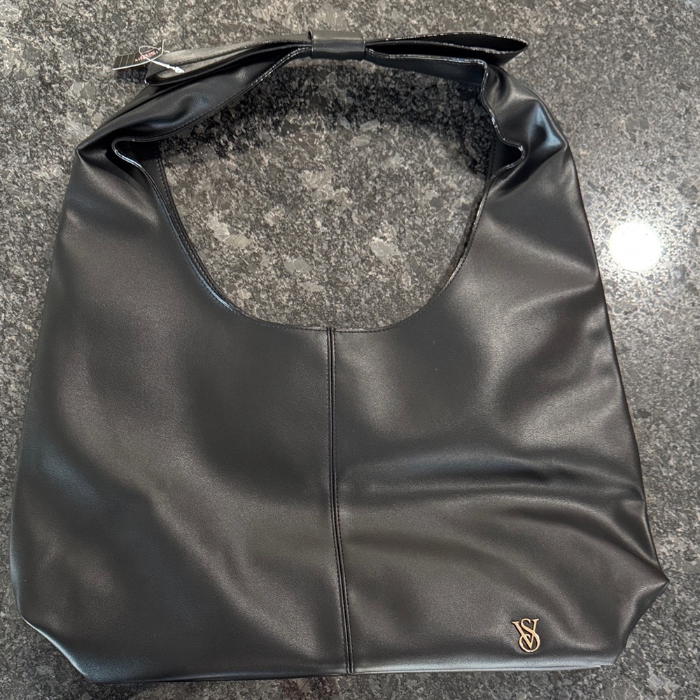 NWT Black Leather Tote Bag